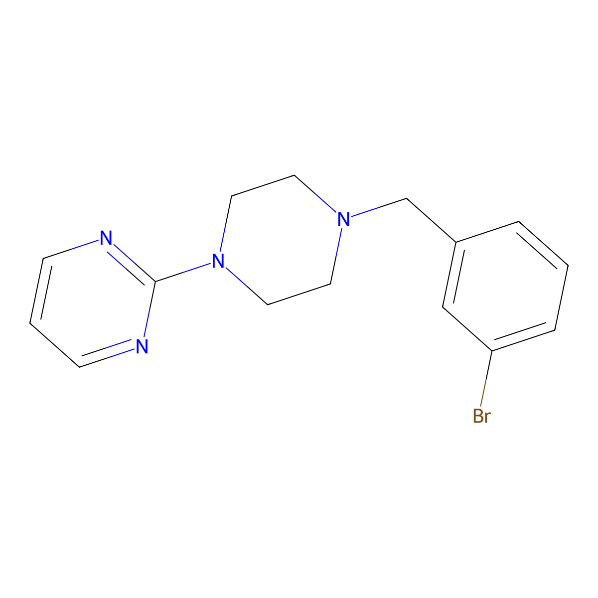 2-[4-[(3-Bromophenyl)methyl]-1-piperazinyl]pyrimidine molecular structure, CAS 204634-66-2