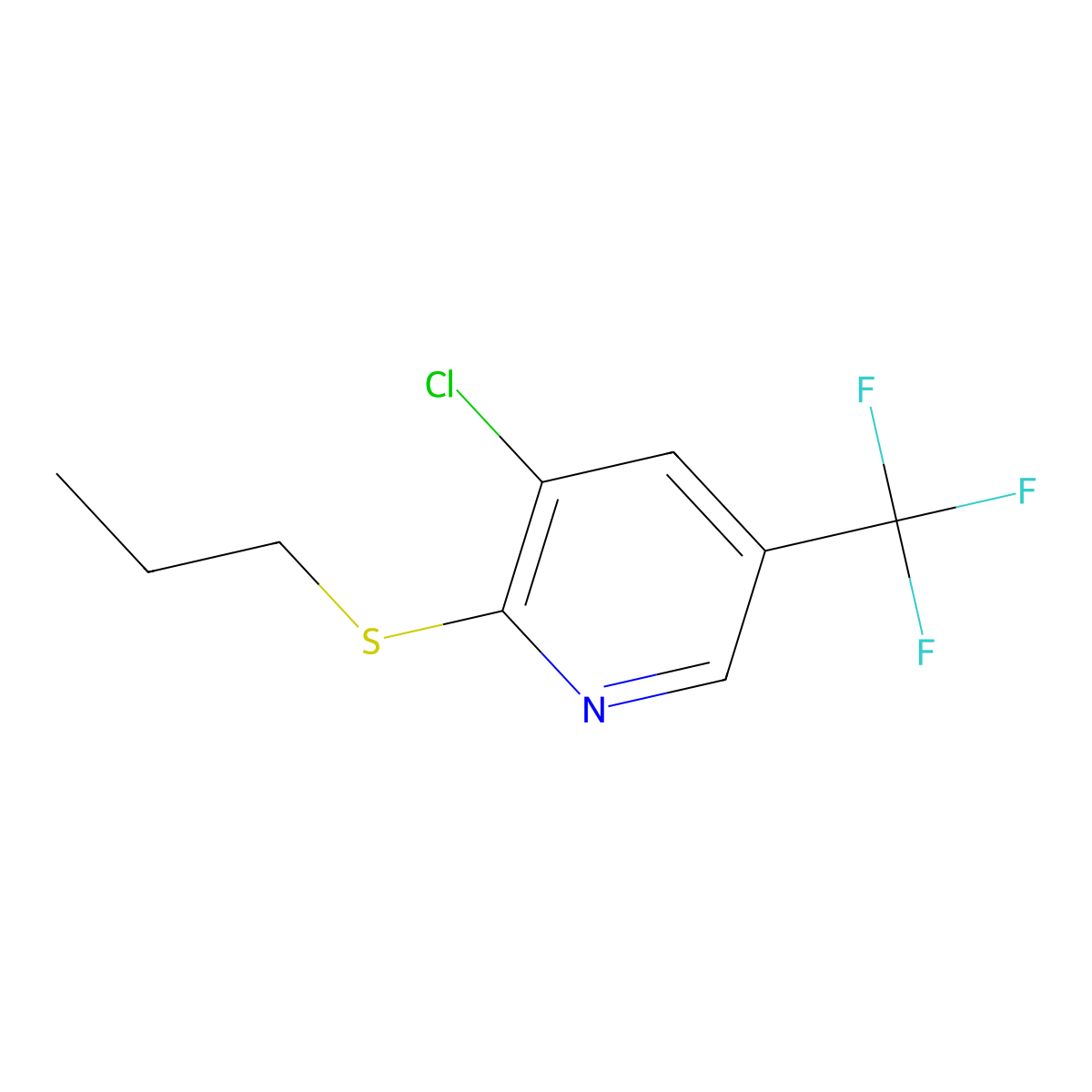 3-Chloro-2-(propylsulfanyl)-5-(trifluoromethyl)pyridine molecular structure, CAS 204641-54-3