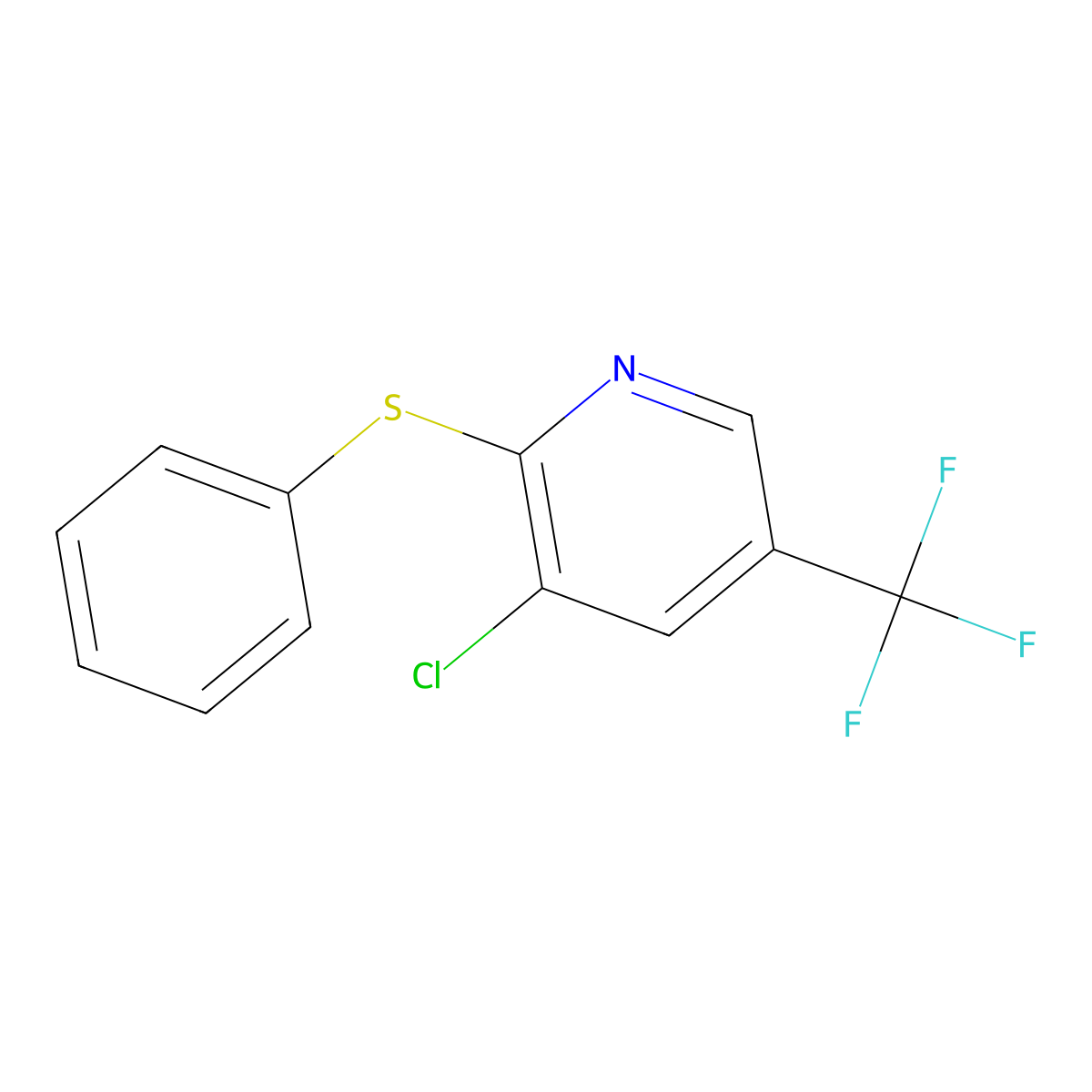 3-Chloro-2-(phenylsulfanyl)-5-(trifluoromethyl)pyridine molecular structure, CAS 204641-55-4
