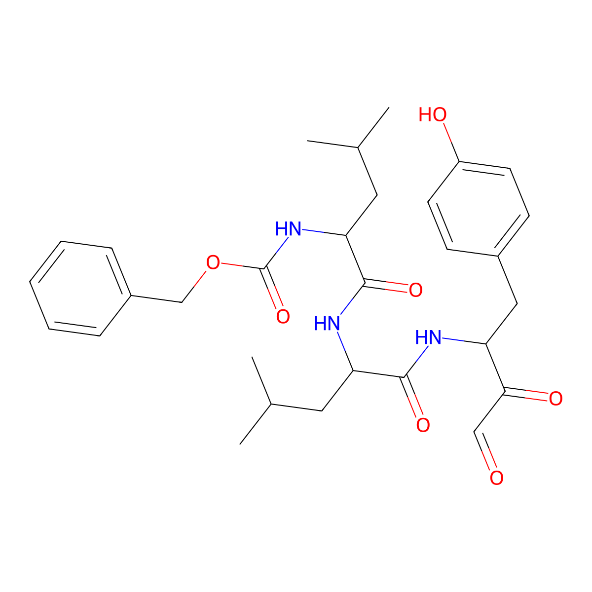 Z-Leu-Leu-Tyr-a-keto aldehyde molecular structure, CAS 204649-66-1