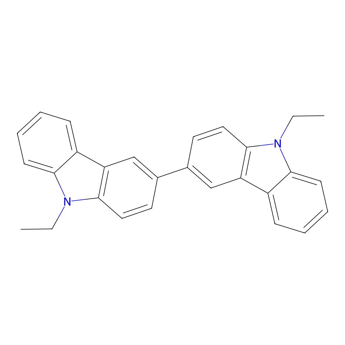9,9'-Diethyl-9H,9'H-3,3'-bicarbazole molecular structure, CAS 20466-00-6