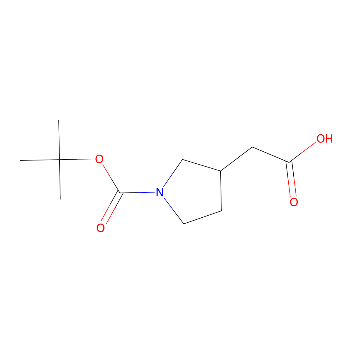 (S)-2-(1-(tert-butoxycarbonyl)pyrrolidin-3-yl)acetic acid molecular structure, CAS 204688-61-9