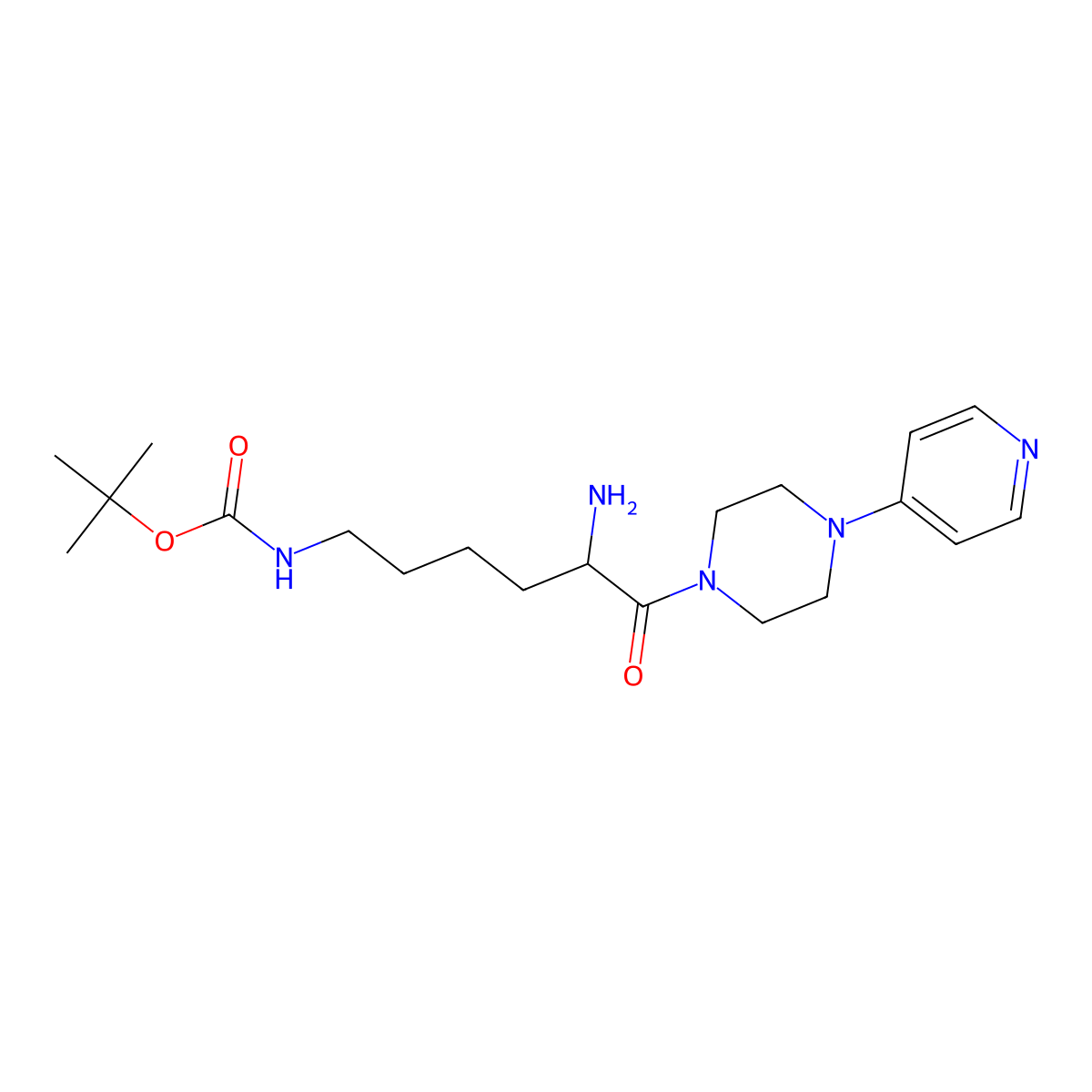 (S)-tert-butyl (5-amino-6-oxo-6-(4-(pyridin-4-yl)piperazin-1-yl)hexyl)carbamate molecular structure, CAS 204692-66-0