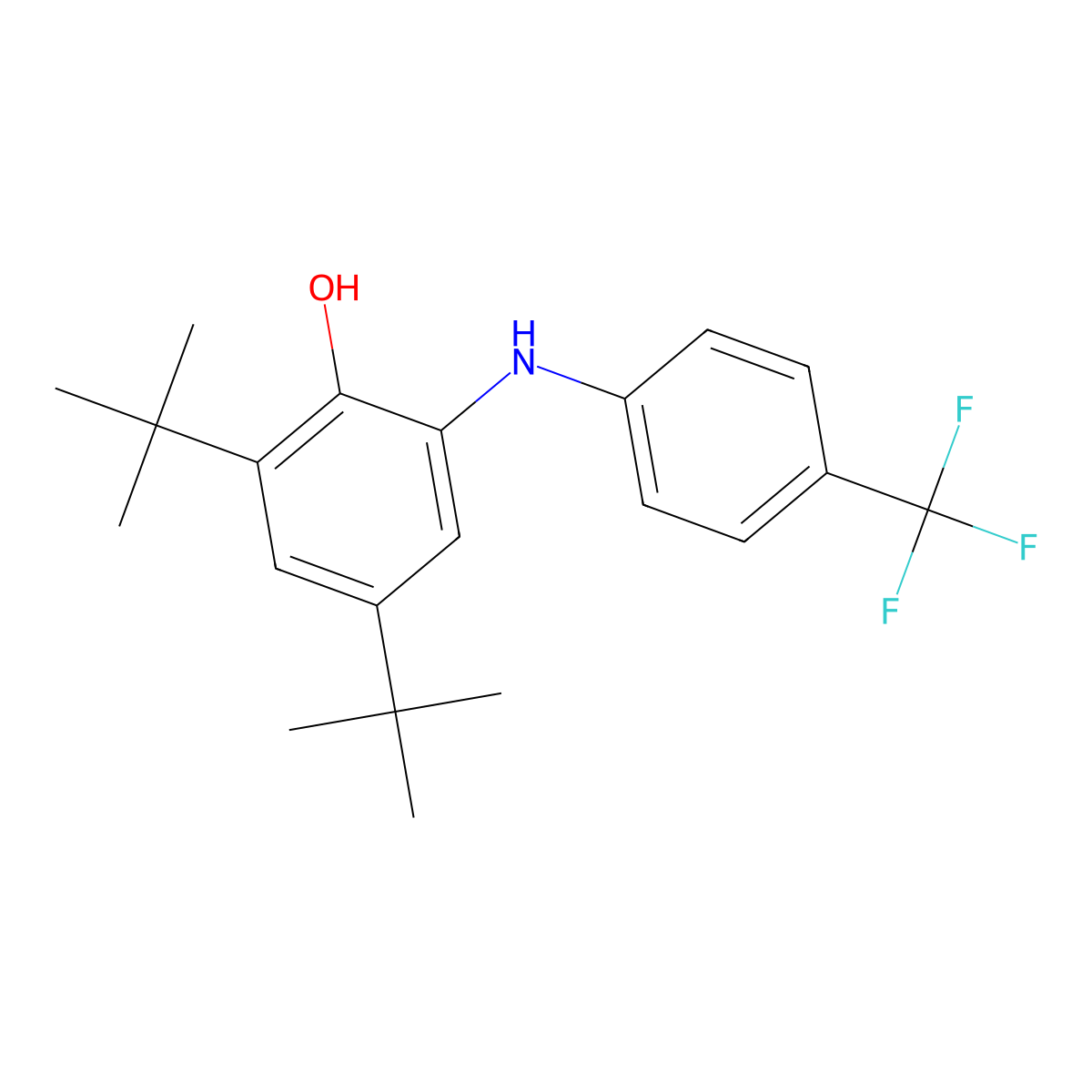 2,4-DI-Tert-butyl-6-((4-(trifluoromethyl)phenyl)amino)phenol molecular structure, CAS 2046956-84-5
