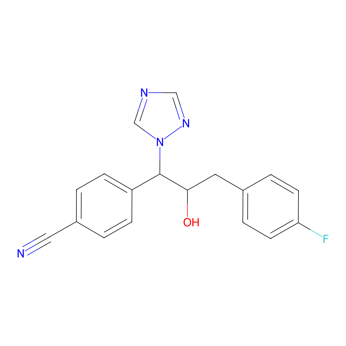 4-(3-(4-Fluorophenyl)-2-hydroxy-1-(1,2,4-triazol-1-yl)propyl)benzonitrile molecular structure, CAS 204714-56-7