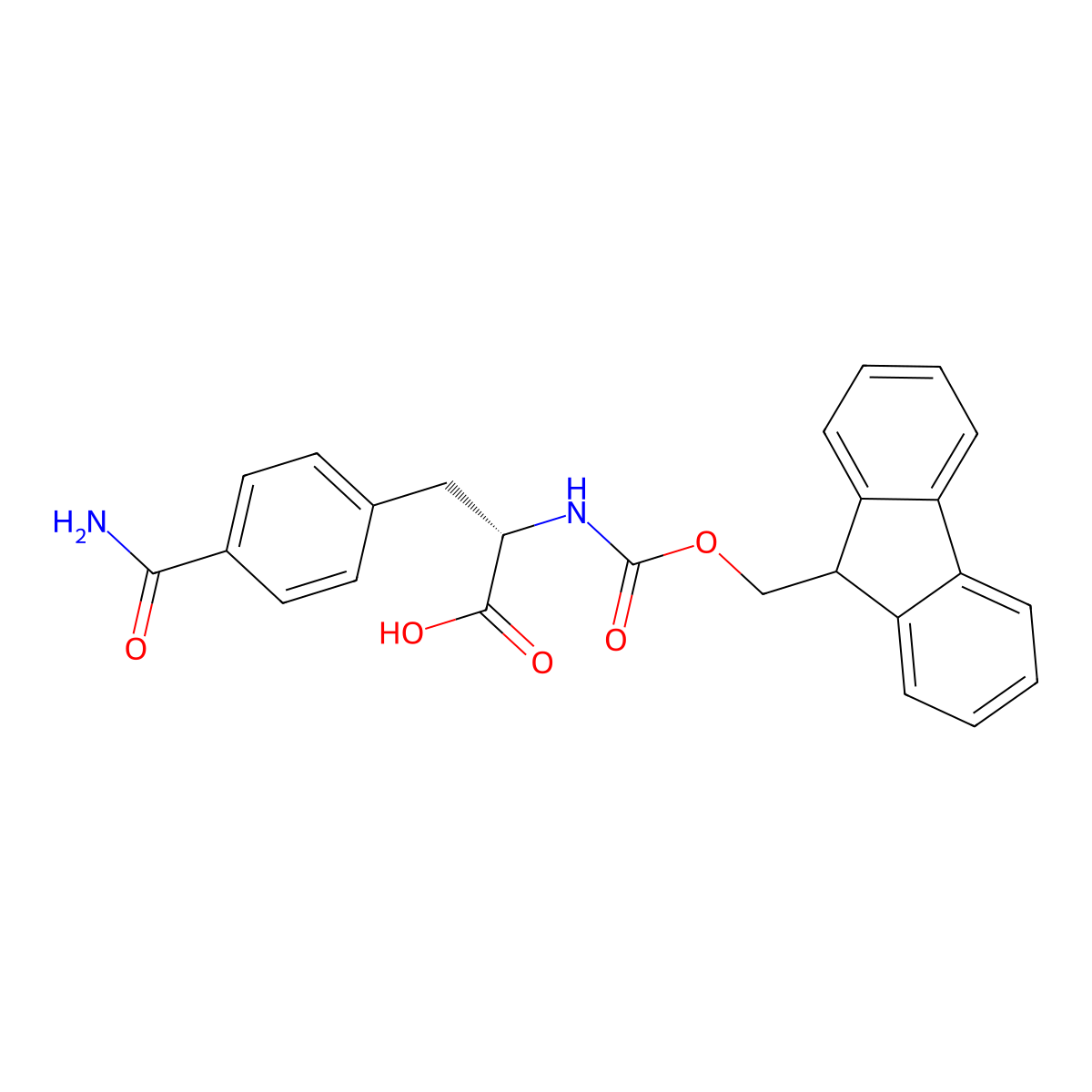 (S)-2-((((9H-Fluoren-9-yl)methoxy)carbonyl)amino)-3-(4-carbamoylphenyl)propanoic acid molecular structure, CAS 204716-17-6