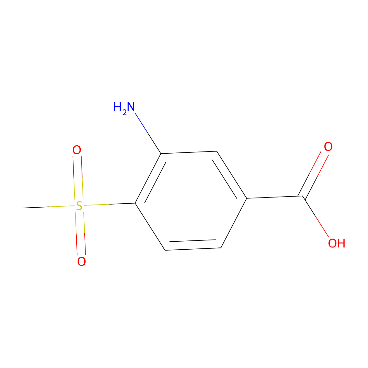 3-Amino-4-methylsulfonylbenzoic acid molecular structure, CAS 204783-05-1