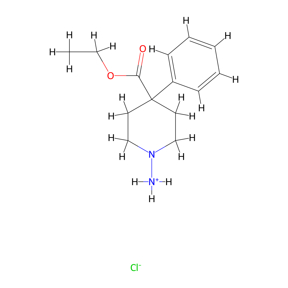 Ethyl 1-amino-4-phenylpiperidine-4-carboxylate--hydrogen chloride (1/1) molecular structure, CAS 2048-53-5