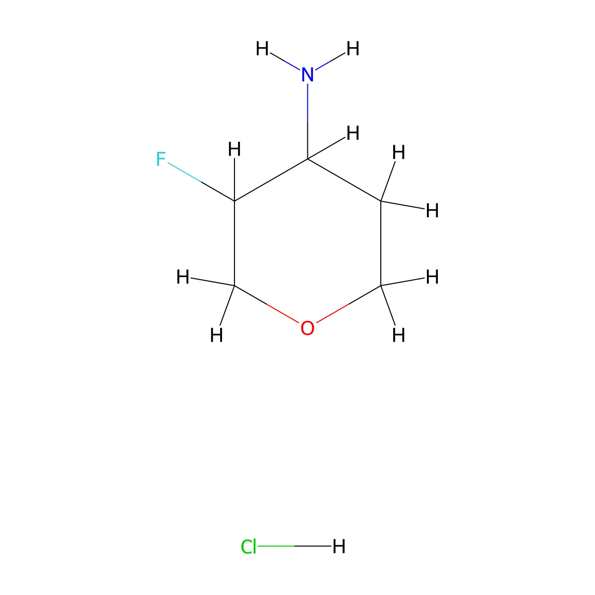 3-Fluorooxan-4-amine hydrochloride molecular structure, CAS 2048273-69-2