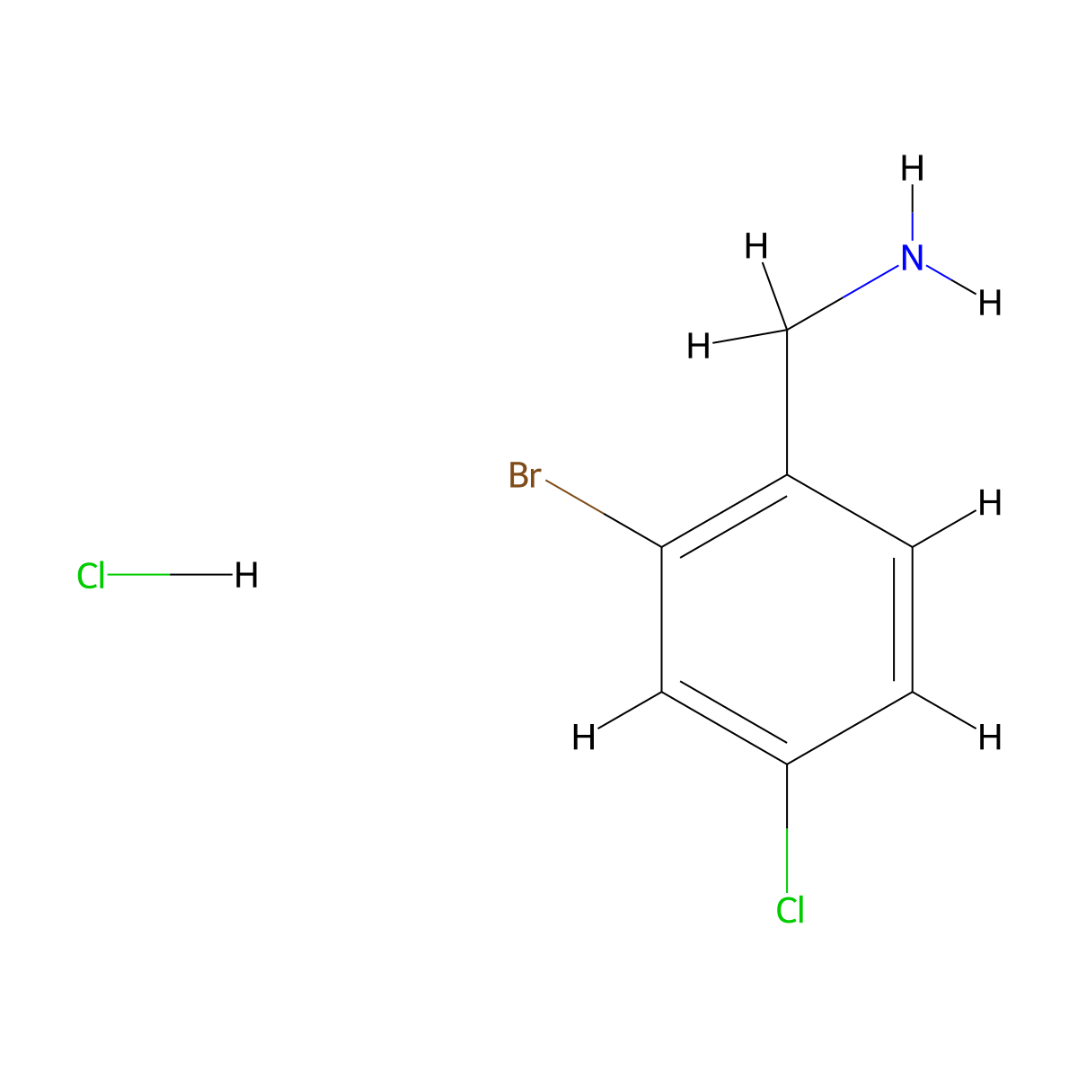 (2-Bromo-4-chlorophenyl)methanamine hydrochloride molecular structure, CAS 2048273-70-5