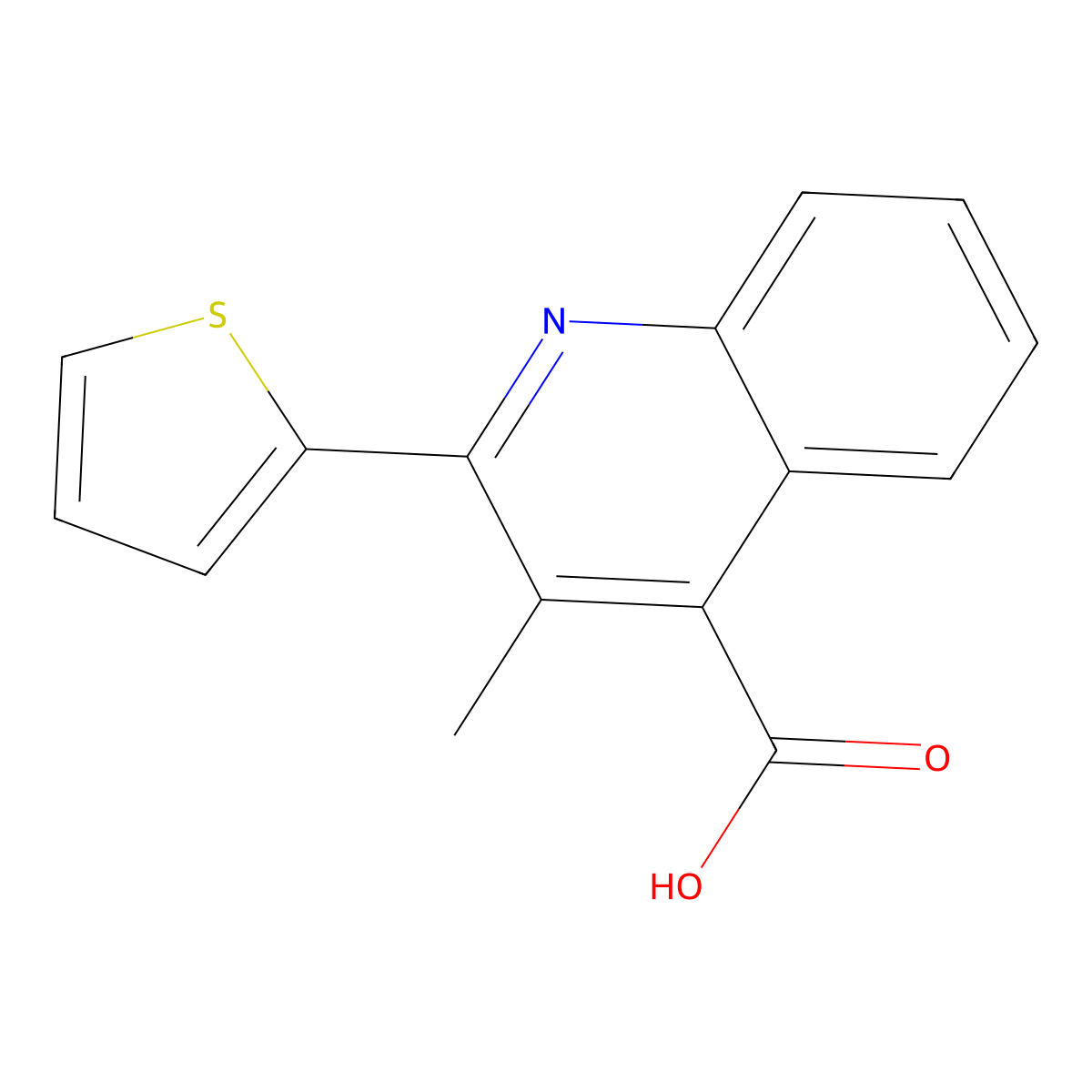 3-Methyl-2-(thiophen-2-yl)quinoline-4-carboxylic acid molecular structure, CAS 204847-10-9