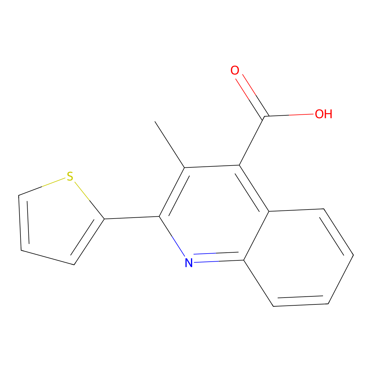 3-Methyl-2-(thiophen-2-yl)quinoline-4-carboxylic acid molecular structure, CAS 204847-10-9