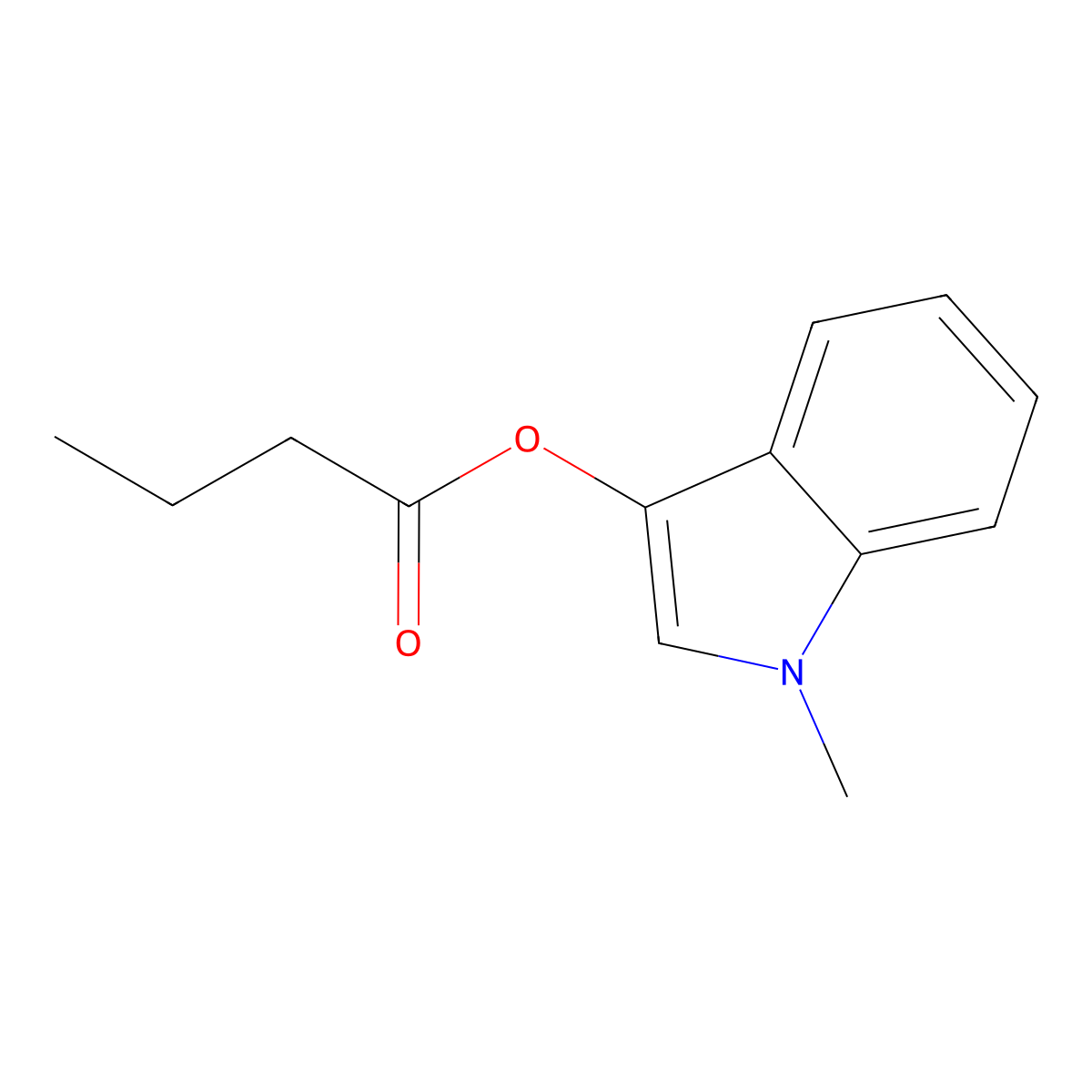 Butanoic acid, 1-methyl-1H-indol-3-yl ester molecular structure, CAS 20485-22-7