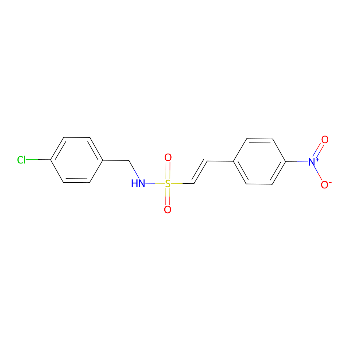 (E)-N-(4-chlorobenzyl)-2-(4-nitrophenyl)-1-ethenesulfonamide molecular structure, CAS 204857-45-4