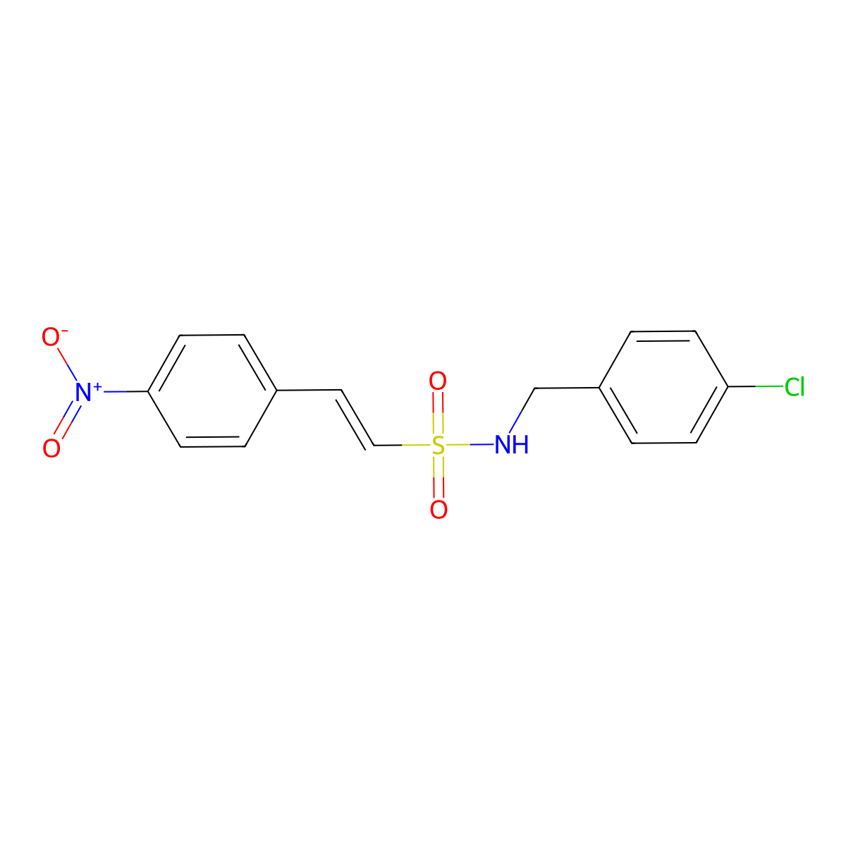 (E)-N-(4-chlorobenzyl)-2-(4-nitrophenyl)-1-ethenesulfonamide molecular structure, CAS 204857-45-4