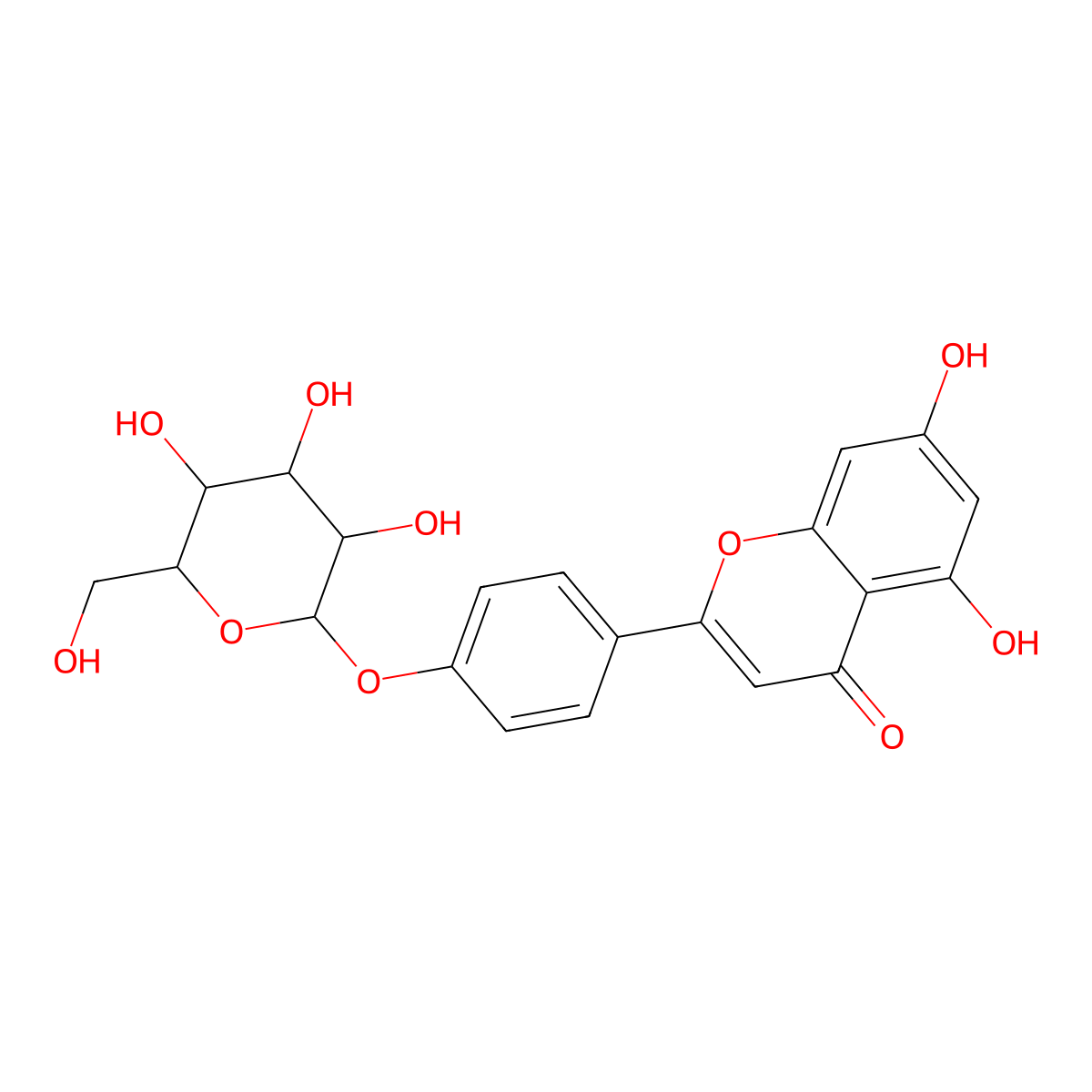 Apigenin 4'-O-beta-D-glucopyranoside molecular structure, CAS 20486-34-4