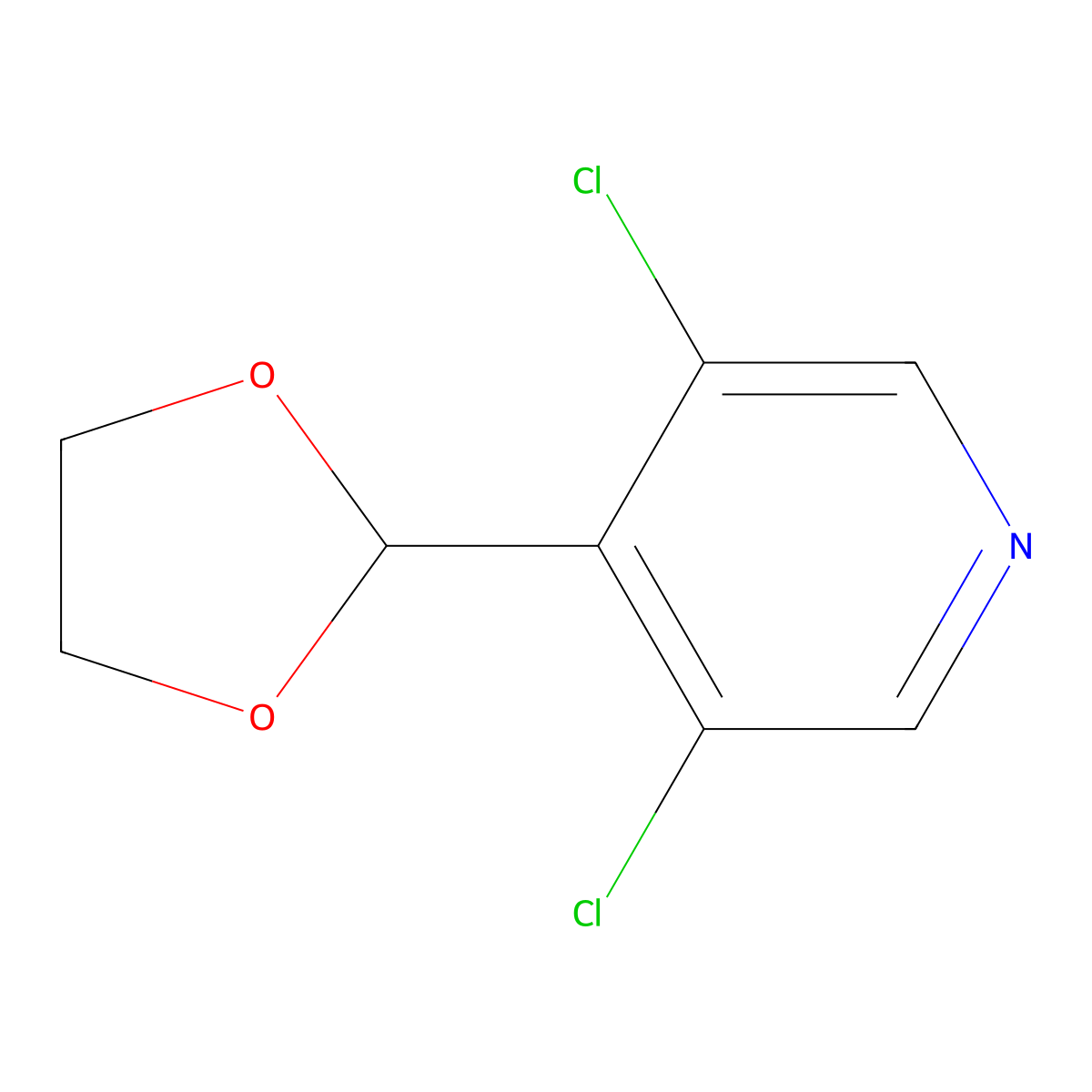 3,5-Dichloro-4-(1,3-dioxolan-2-yl)pyridine molecular structure, CAS 204862-73-7