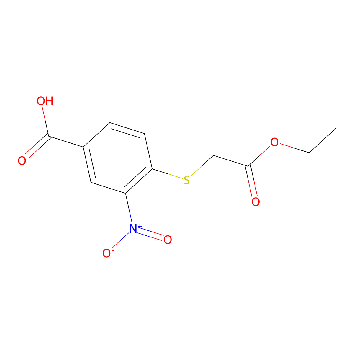 4-Ethoxycarbonylmethylsulfanyl-3-nitrobenzoic acid molecular structure, CAS 204863-51-4