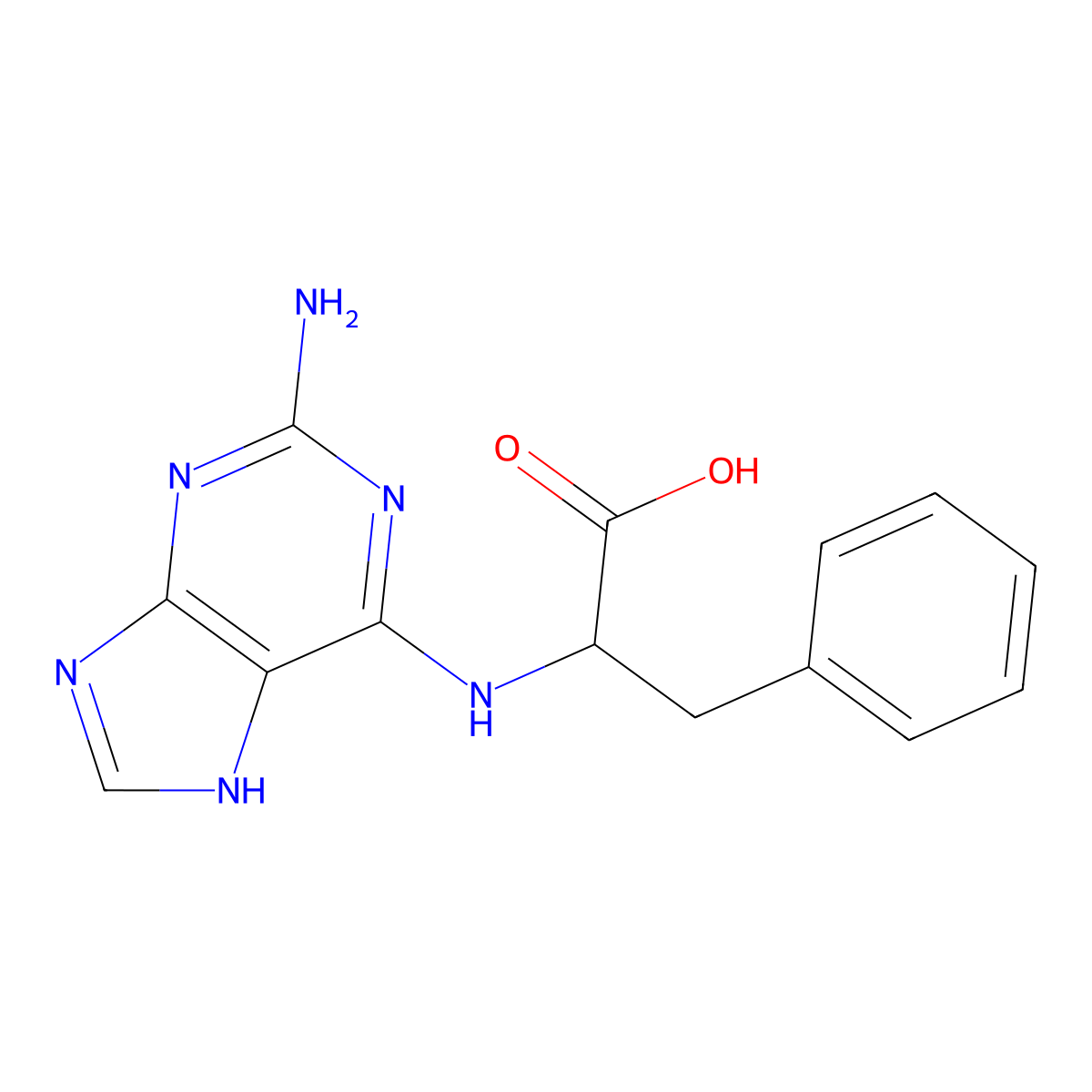 N-(2-amino-9H-purin-6-yl)phenylalanine molecular structure, CAS 2048683-17-4