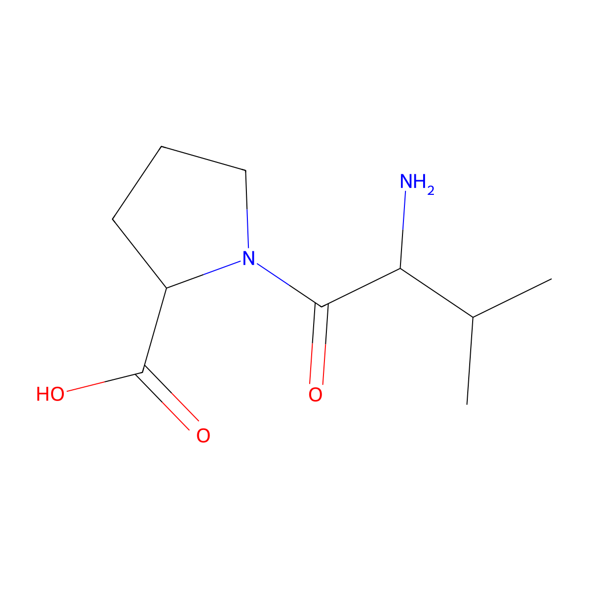 L-Valyl-L-proline molecular structure, CAS 20488-27-1