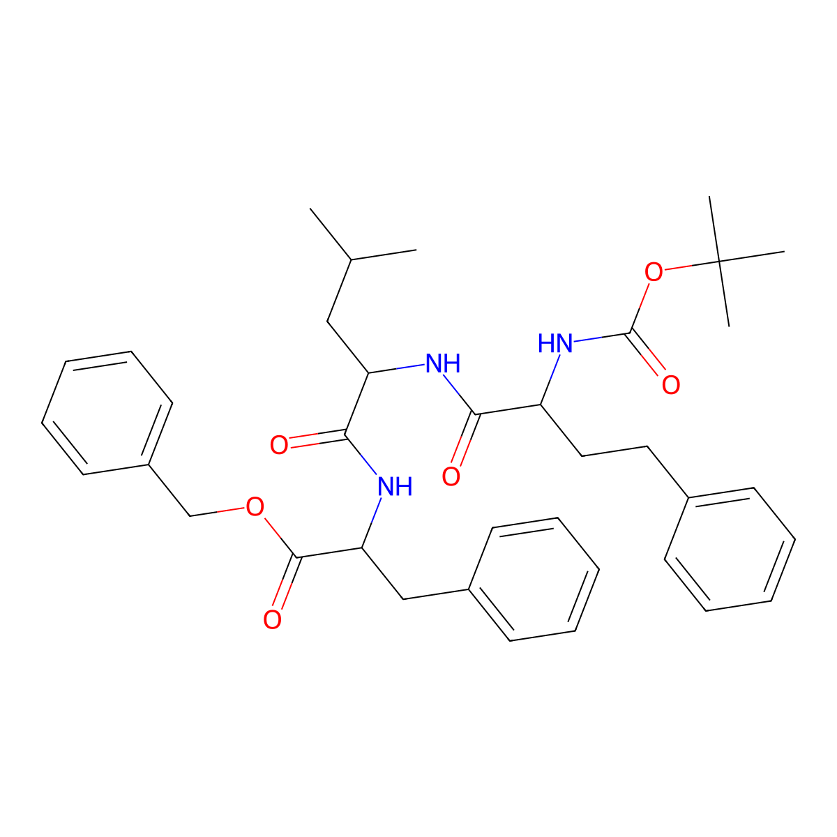 (6R,9S,12S)-Benzyl 12-Benzyl-9-isobutyl-2,2-dimethyl-4,7,10-trioxo-6-phenethyl-3-oxa-5,8,11-triazatridecan-13-oate (SM1-A) molecular structure, CAS 2049024-37-3