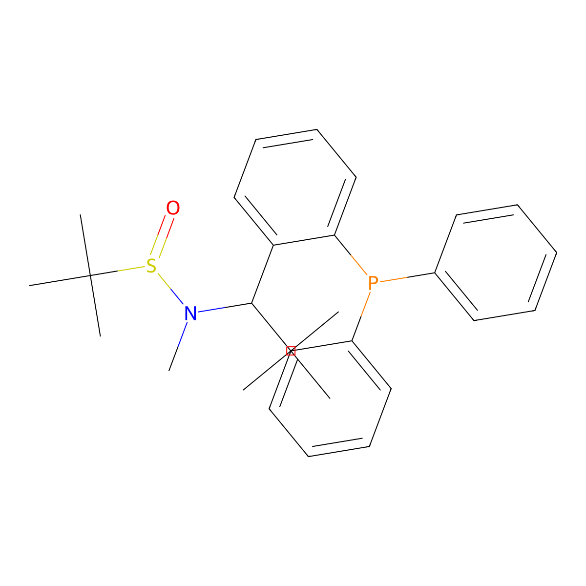 (R)-N-((R)-1-(2-(Diphenylphosphanyl) phnyl)-2,2-dimethylpropyl)-N,2-dimethylpropane-2-sulfinamide molecular structure, CAS 2049042-08-0