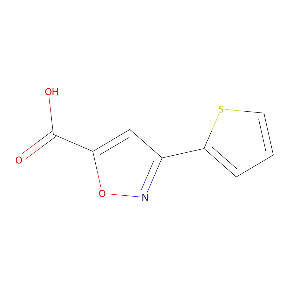 3-(Thiophen-2-yl)-1,2-oxazole-5-carboxylic acid molecular structure, CAS 204910-49-6
