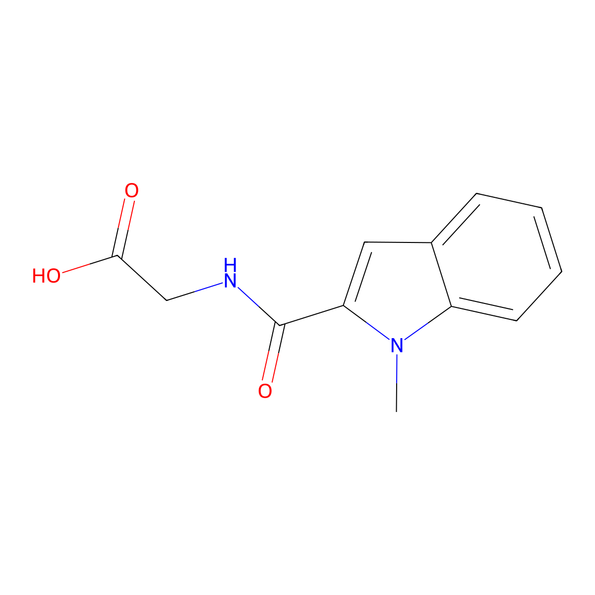 2-[(1-Methylindole-2-carbonyl)amino]acetic acid molecular structure, CAS 204918-88-7