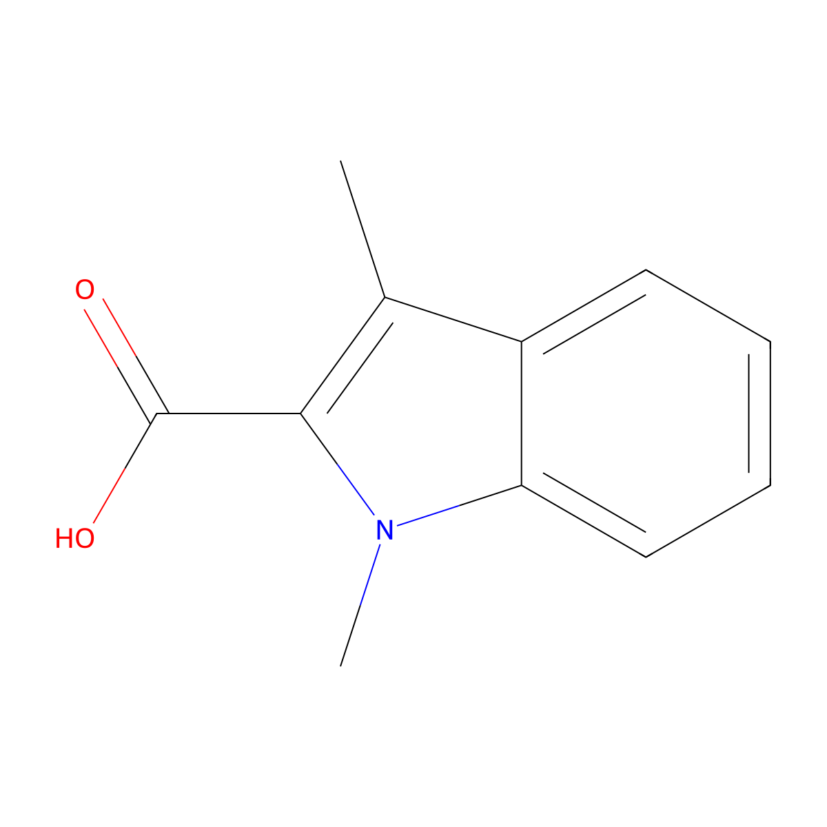 1,3-dimethyl-1H-indole-2-carboxylic acid molecular structure, CAS 204919-54-0
