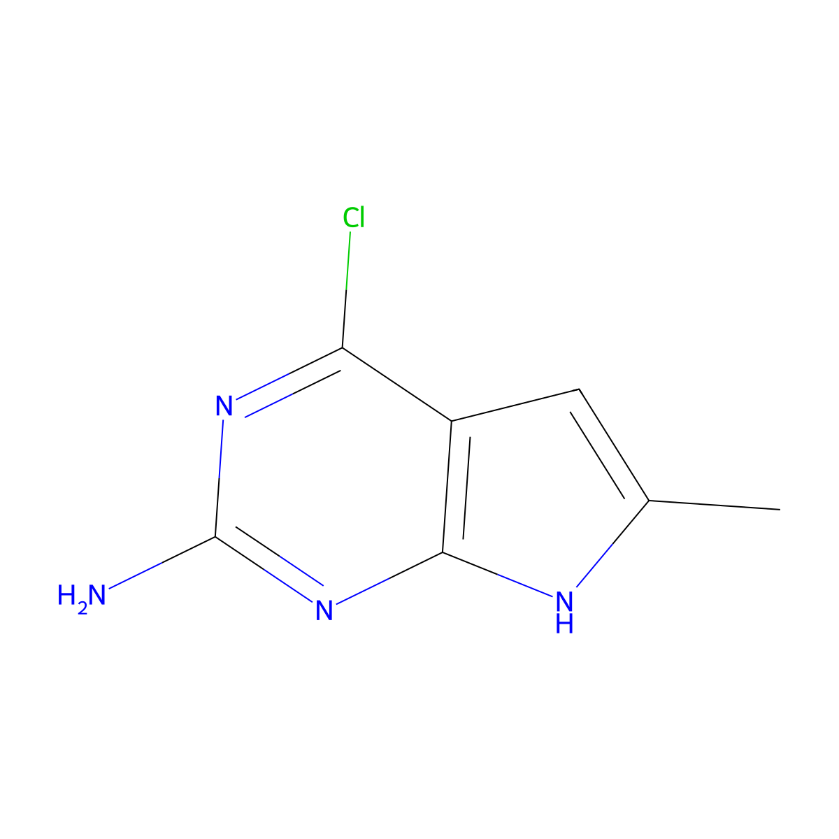 2-Amino-4-chloro-6-methyl-7H-pyrrolo[2,3-D]pyrimidine molecular structure, CAS 204929-06-6
