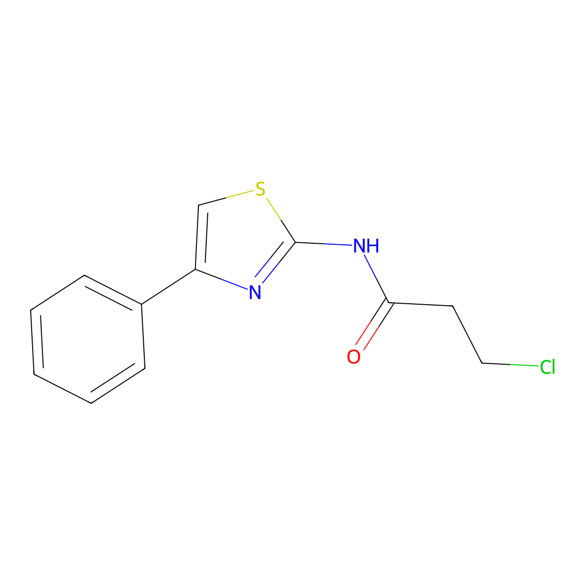 3-chloro-N-(4-phenyl-1,3-thiazol-2-yl)propanamide molecular structure, CAS 20495-98-1