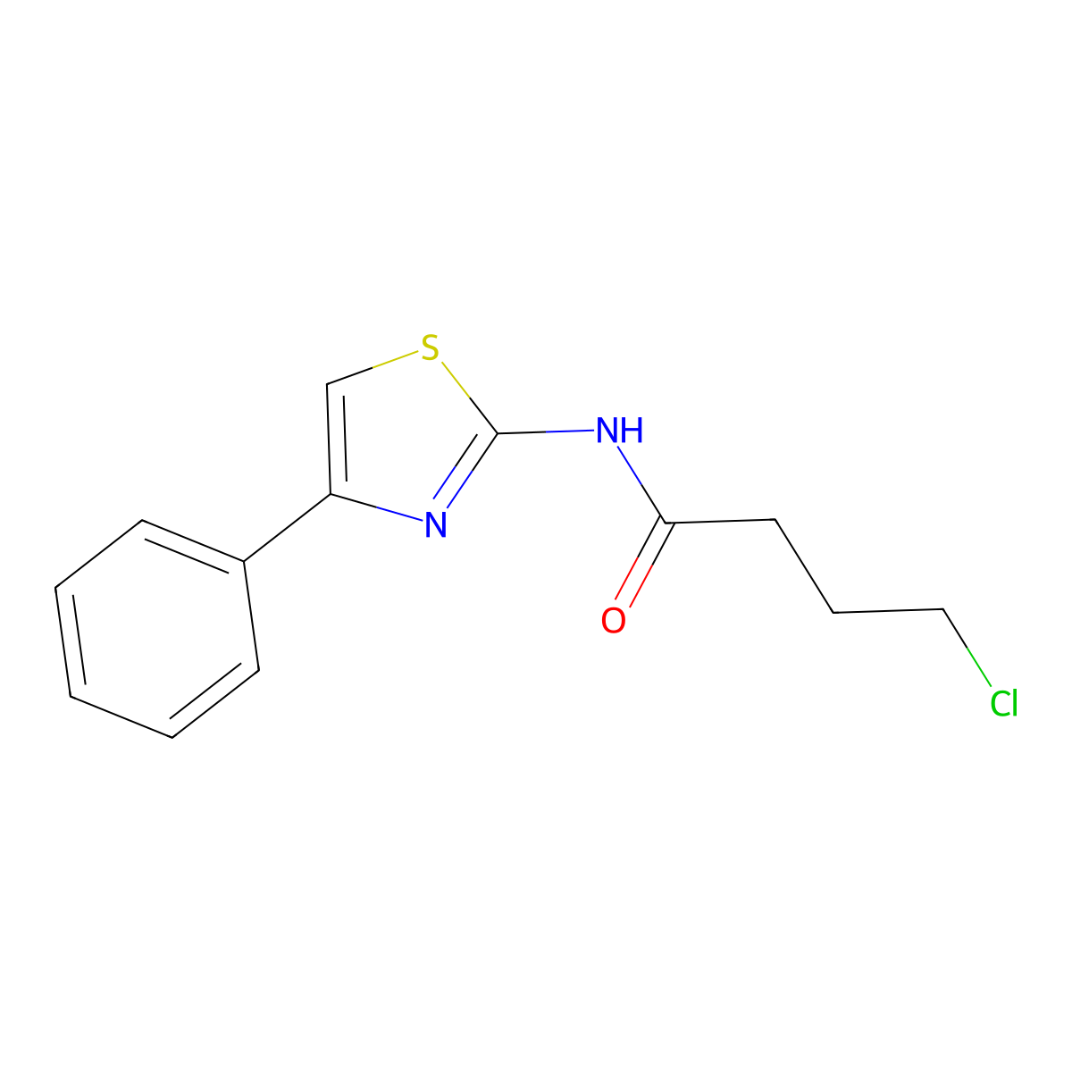 4-chloro-N-(4-phenyl-1,3-thiazol-2-yl)butanamide molecular structure, CAS 20496-02-0
