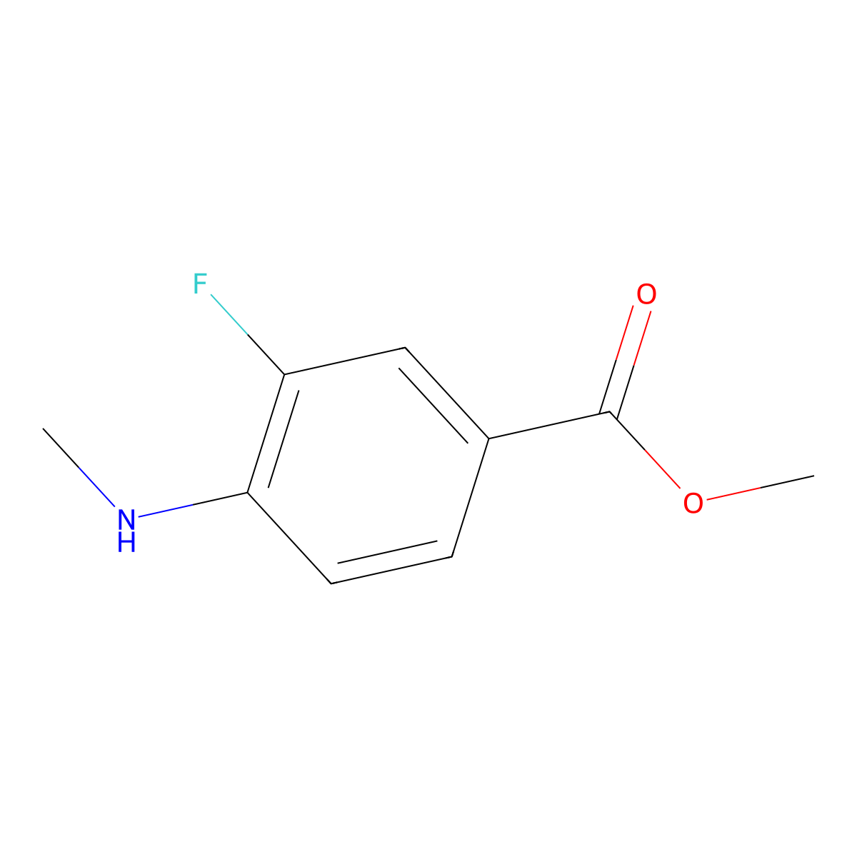 Methyl 3-fluoro-4-(methylamino)benzoate molecular structure, CAS 204973-54-6