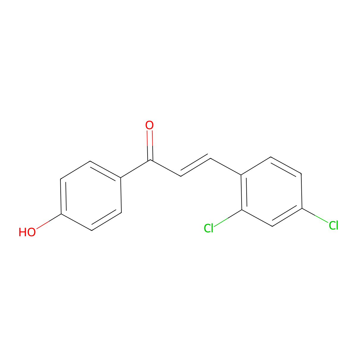 (E)-3-(2,4-dichlorophenyl)-1-(4-hydroxyphenyl)prop-2-en-1-one molecular structure, CAS 204974-29-8