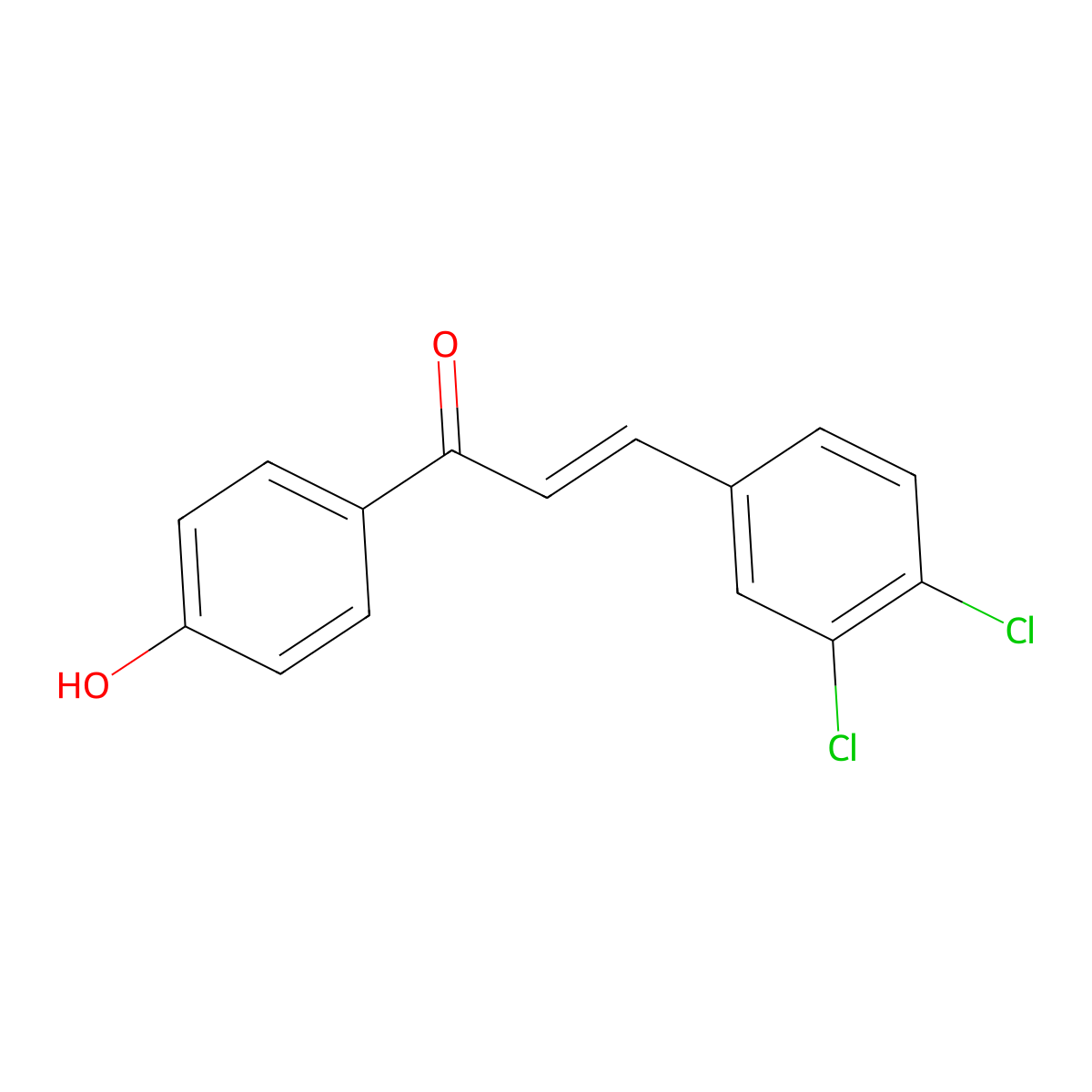 (2E)-3-(3,4-dichlorophenyl)-1-(4-hydroxyphenyl)prop-2-en-1-one molecular structure, CAS 204974-31-2