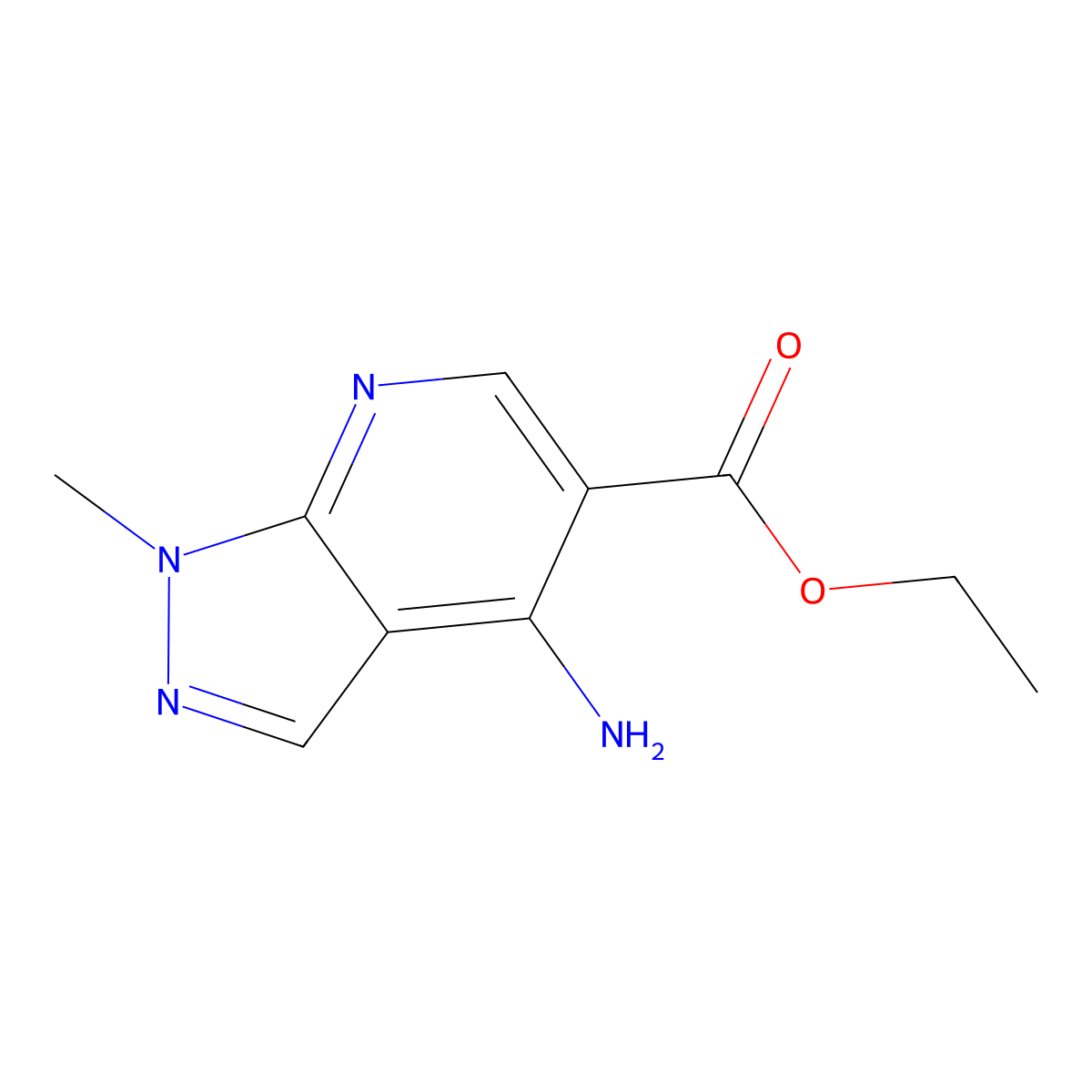 ethyl 4-amino-1-methyl-1H-pyrazolo[3,4-b]pyridine-5-carboxylate molecular structure, CAS 204974-76-5