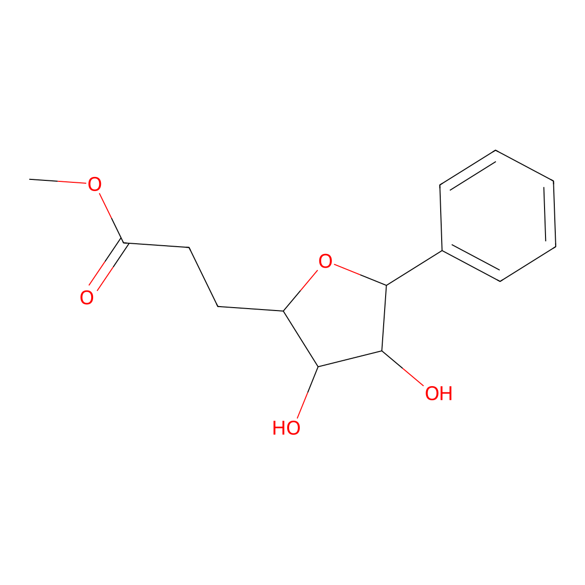 methyl 3-[(2S,3S,4S,5R)-3,4-dihydroxy-5-phenyloxolan-2-yl]propanoate molecular structure, CAS 204975-45-1
