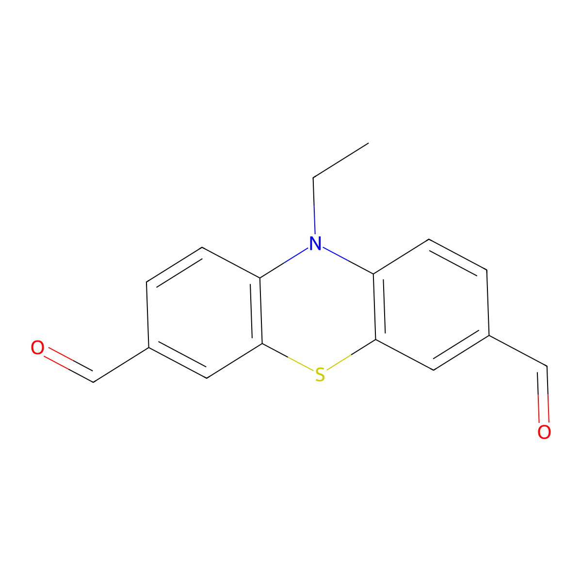10-Ethyl-10H-phenothiazine-3,7-dicarbaldehyde molecular structure, CAS 204977-17-3