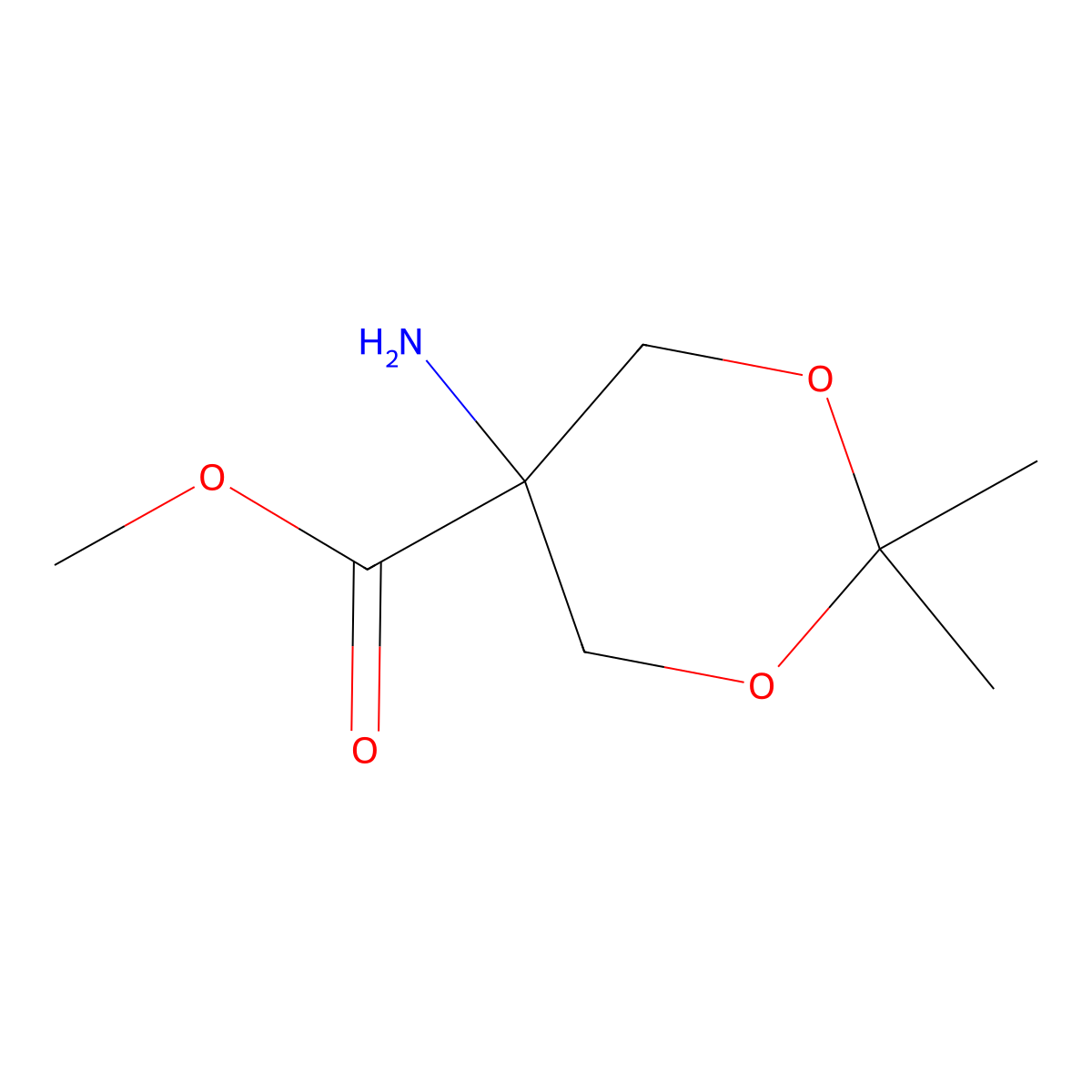 Methyl 5-amino-2,2-dimethyl-1,3-dioxane-5-carboxylate molecular structure, CAS 204982-35-4