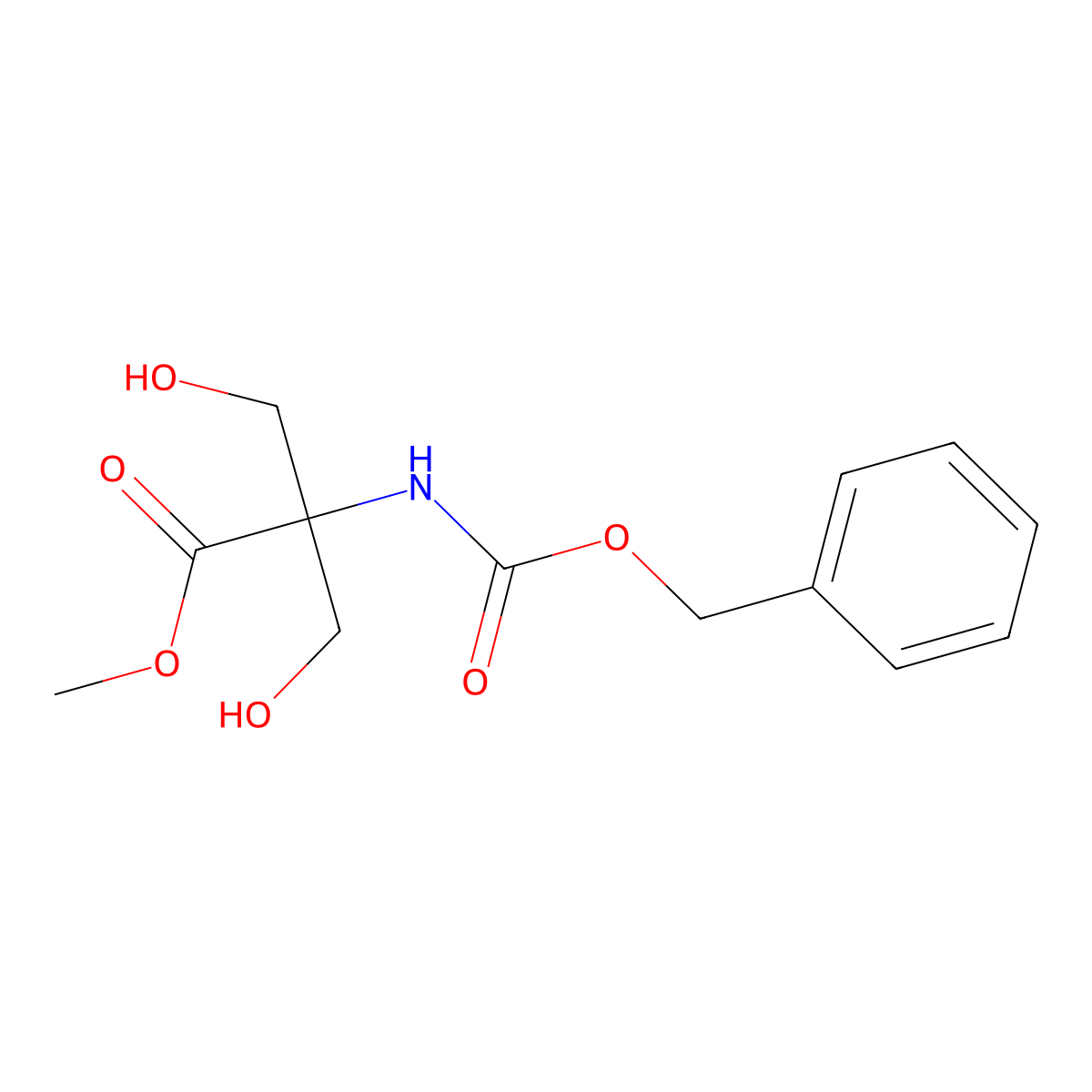Methyl 2-{[(benzyloxy)carbonyl]amino}-3-hydroxy-2-(hydroxymethyl)propanoate molecular structure, CAS 204982-37-6