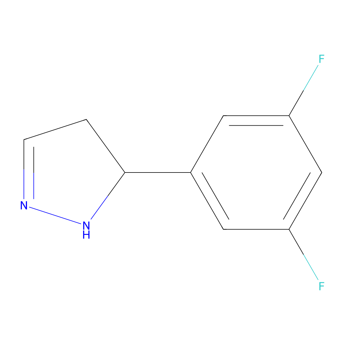5-(3,5-Difluorophenyl)-4,5-dihydro-1H-pyrazole molecular structure, CAS 2049868-30-4