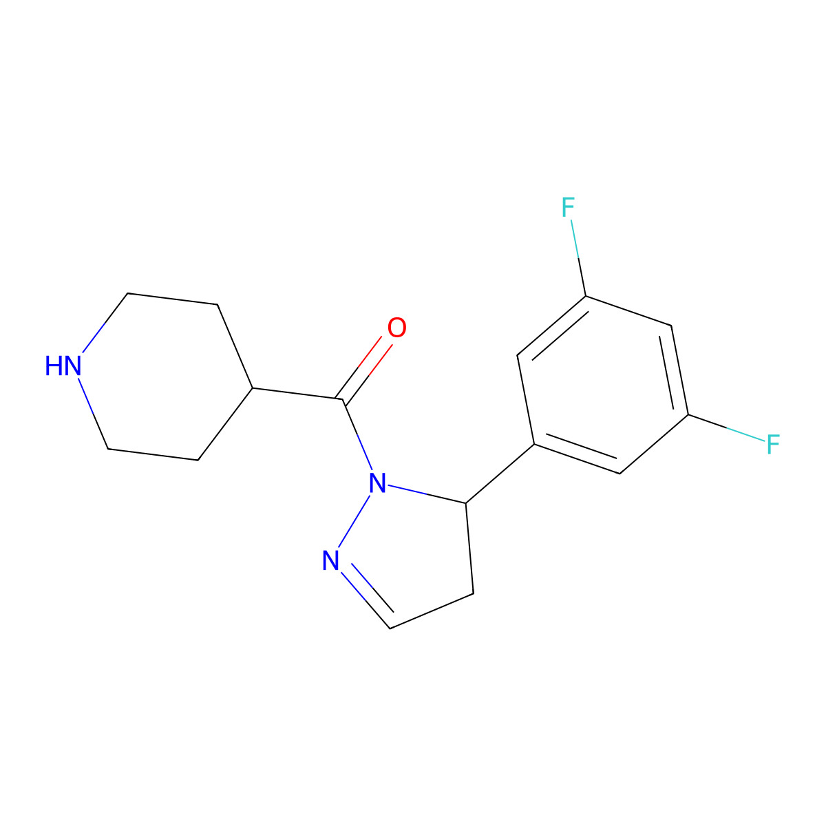 (S)-(5-(3,5-difluorophenyl)-4,5-dihydro-1H-pyrazol-1-yl)(piperidin-4-yl)methanone molecular structure, CAS 2049873-41-6