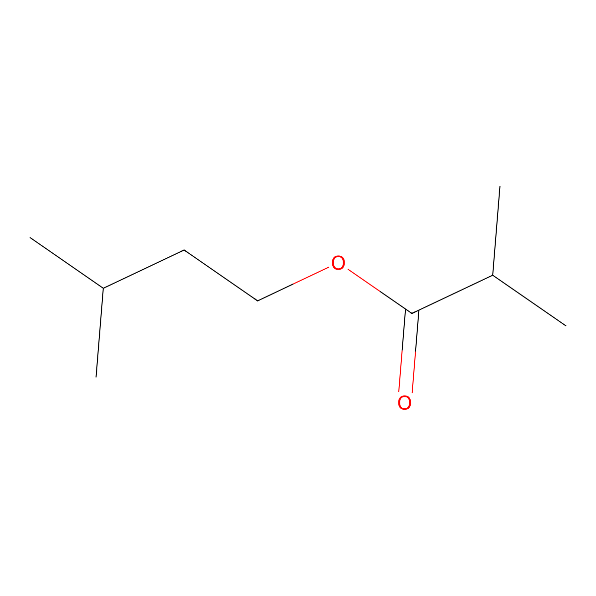 Isoamyl isobutyrate molecular structure, CAS 2050-01-3