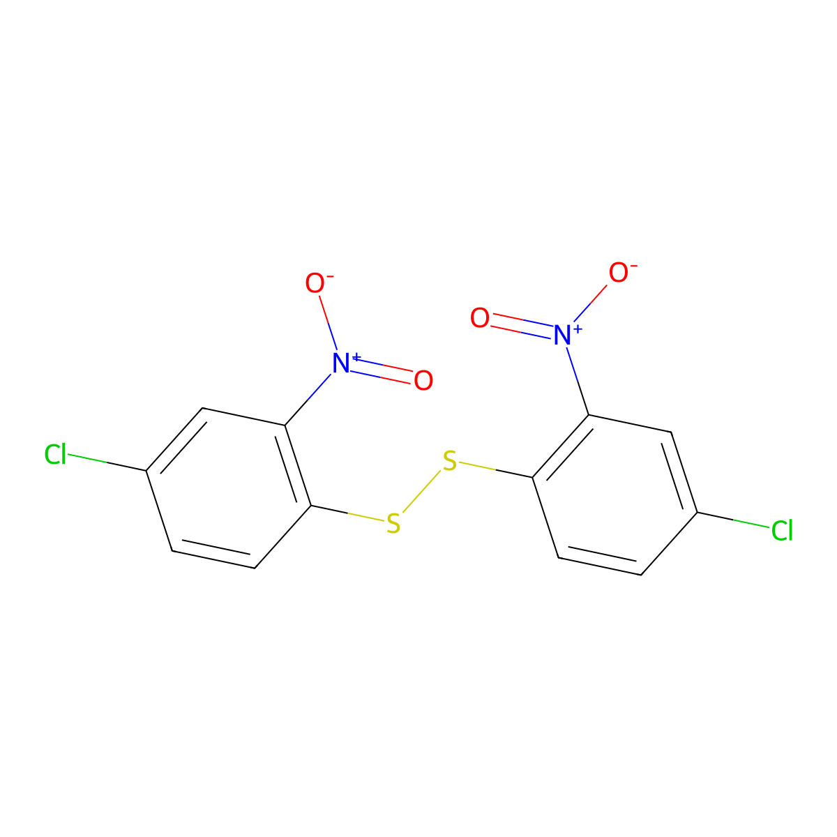 Bis(4-chloro-2-nitrophenyl) disulfide molecular structure, CAS 2050-66-0