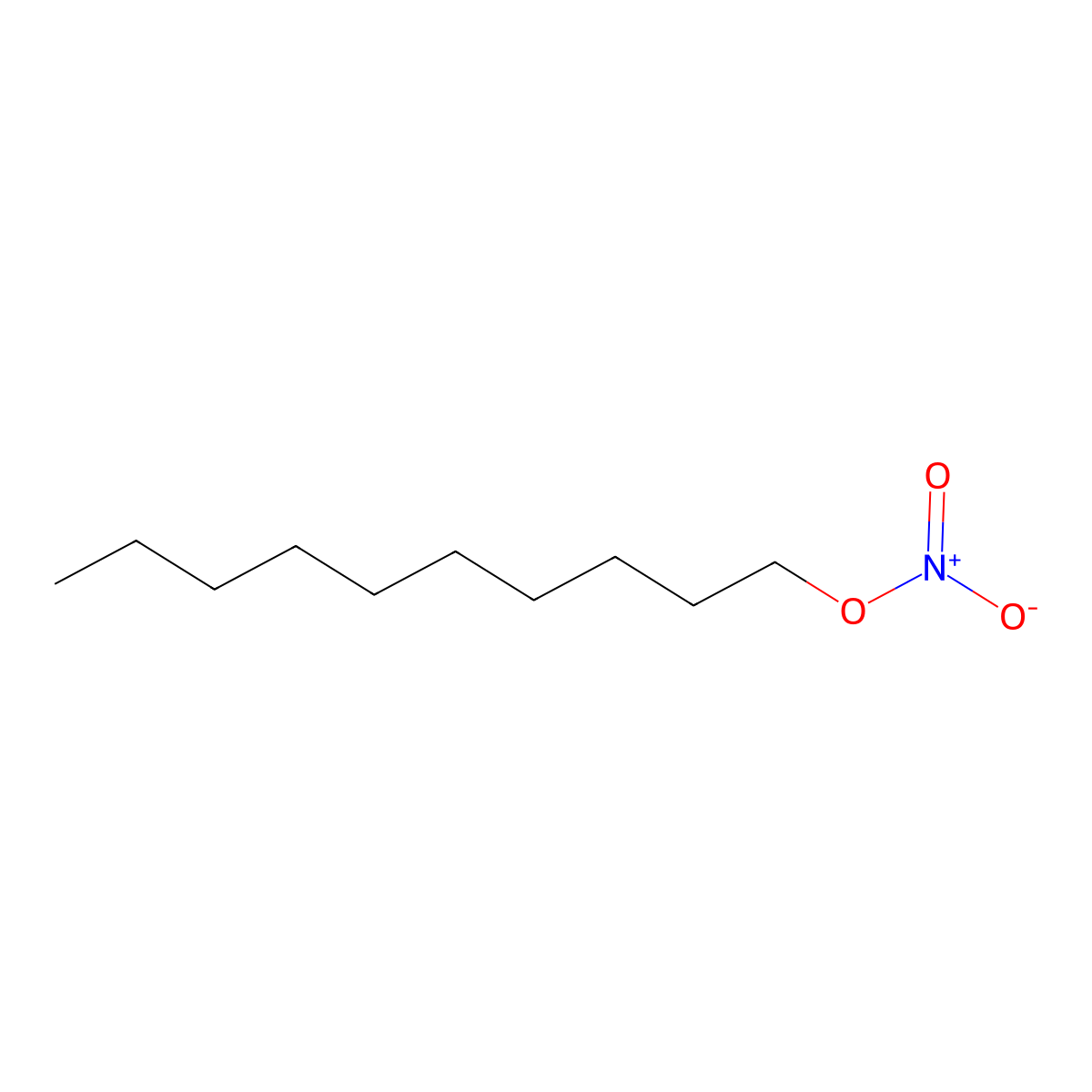 Nitric acid, decyl ester molecular structure, CAS 2050-78-4
