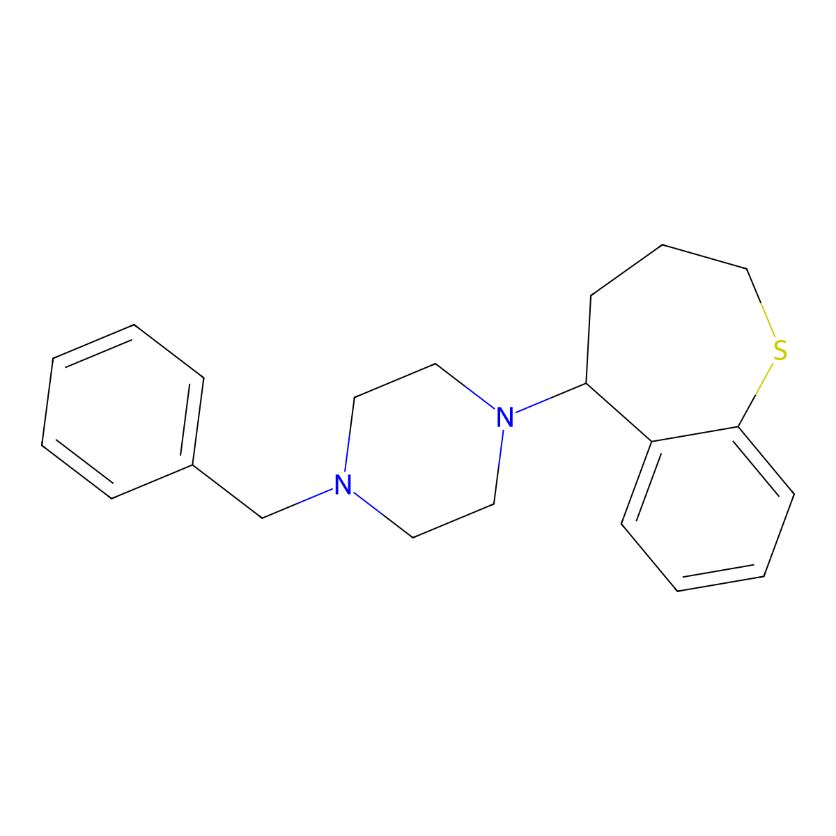 1-Benzyl-4-(2,3,4,5-tetrahydro-1-benzothiepin-5-yl)piperazine molecular structure, CAS 20500-21-4