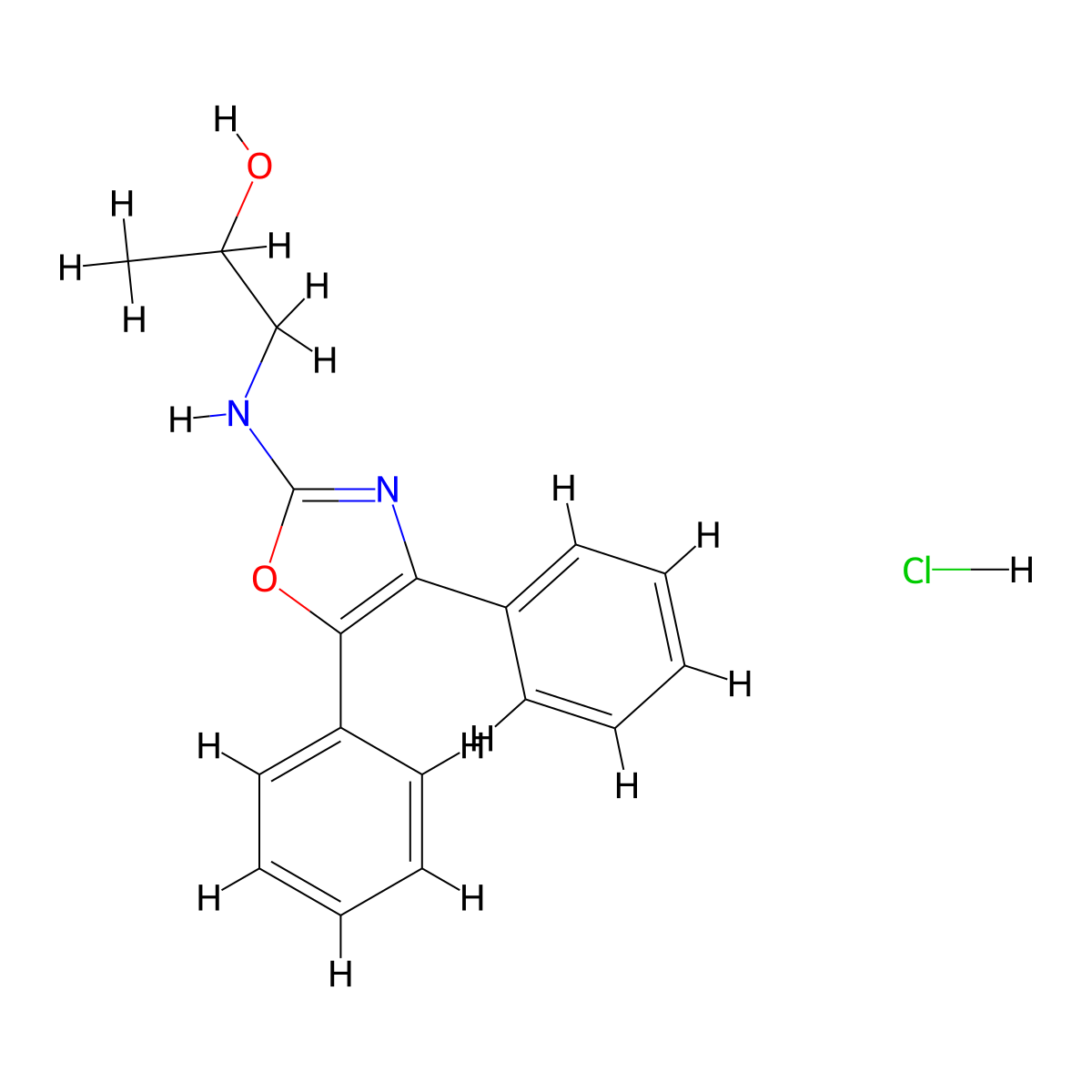 Oxazole, 4,5-diphenyl-2-((2-hydroxypropyl)amino)-, hydrochloride molecular structure, CAS 20503-77-9