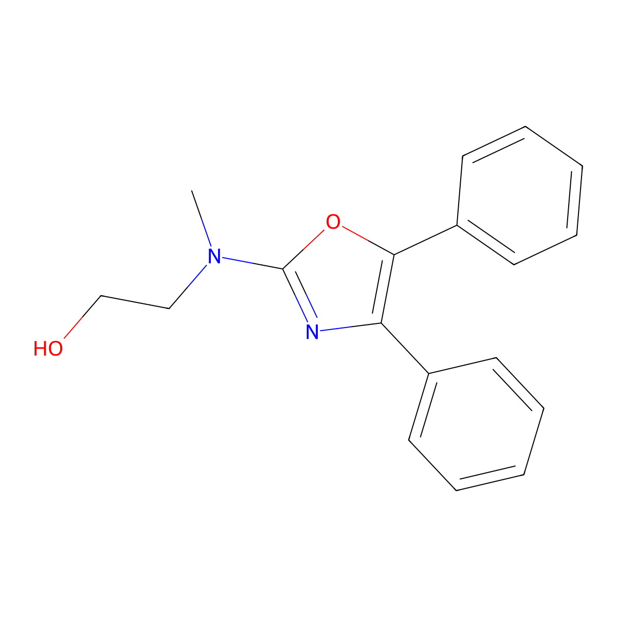 Oxazole, 4,5-diphenyl-2-(N-(2-hydroxyethyl)-N-methylamino)- molecular structure, CAS 20503-78-0