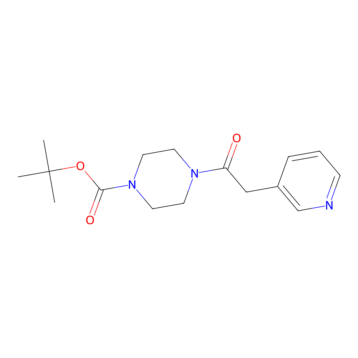 1-Boc-4-[(3-pyridinyl)acetyl]piperazine molecular structure, CAS 205044-32-2