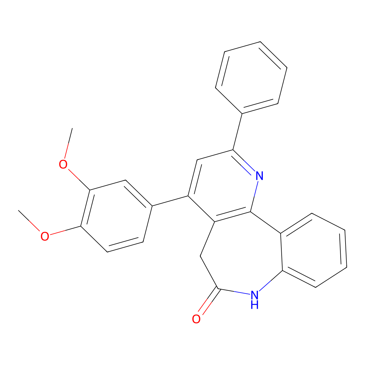4-(3,4-Dimethoxyphenyl)-2-phenyl-5,7-dihydropyrido[3,2-d][1]benzazepin-6-one molecular structure, CAS 205048-79-9